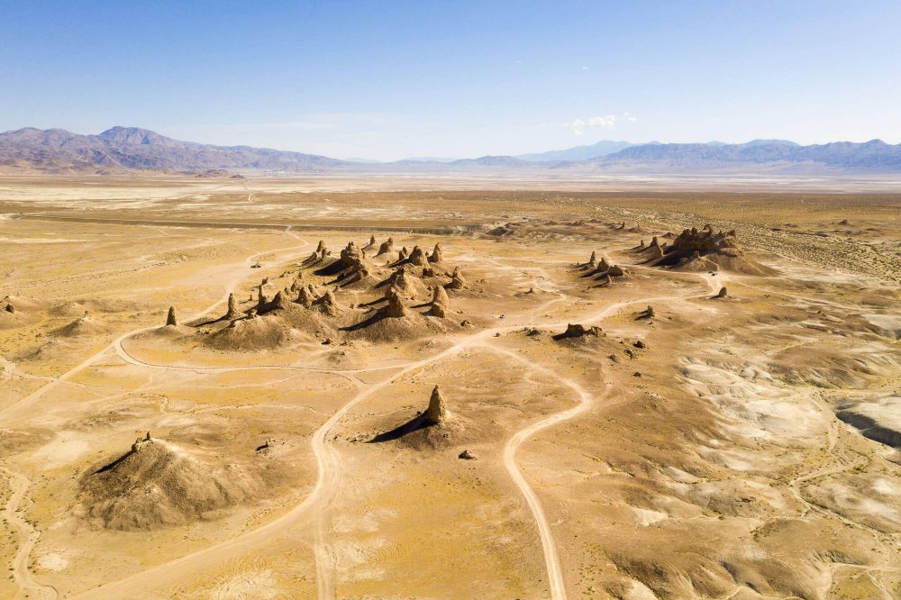 dji mavic 2 pro aerial photo of the trona pinnacles in california | photo by jake landon schwartz